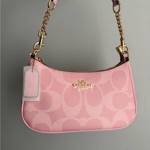 Coach Teri Pink Shoulder Bag with Gold Hardware and crossbody straps